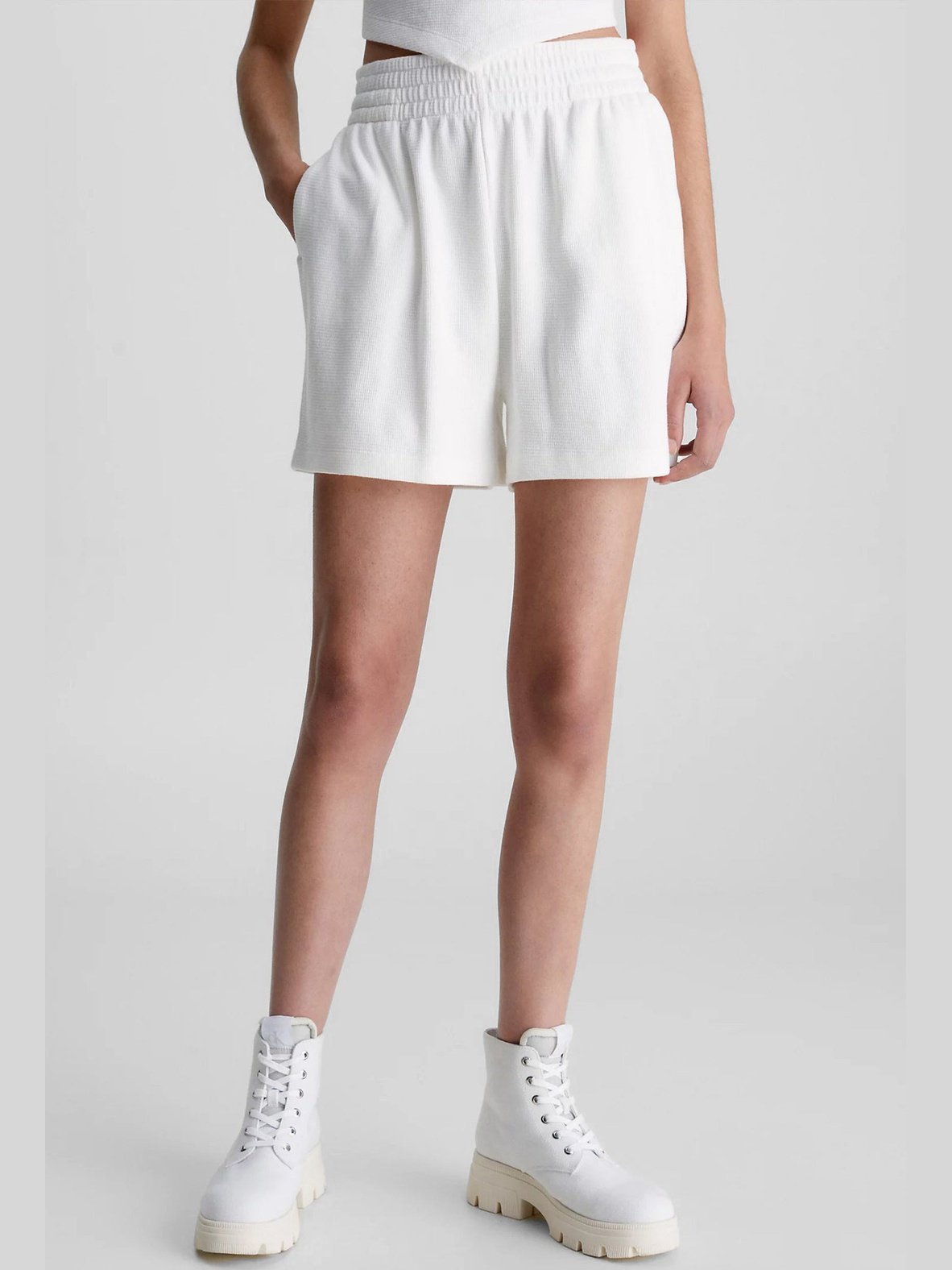 WAFFLE LOOSE SHORTS Greige