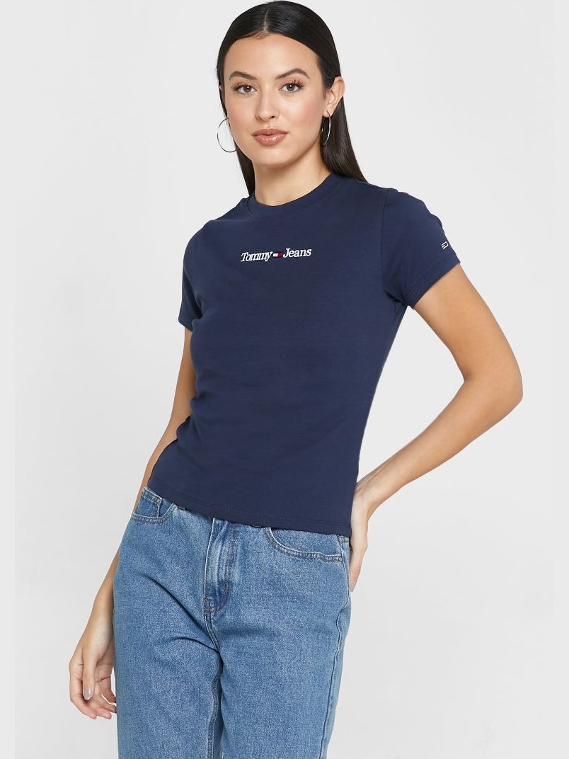 TJW Regulair serif linear t-shirt - Twilight Navy