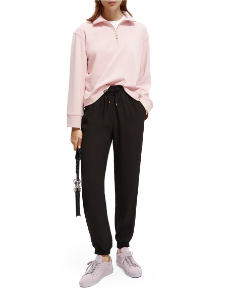 Half-zip trumpet sleeve sweatshirt