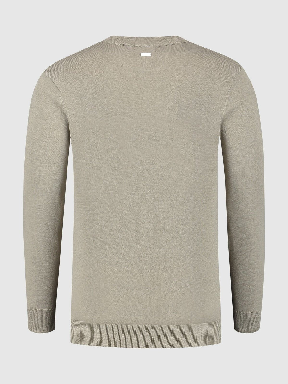 Crewneck flat knit with triangle badge on sleeve