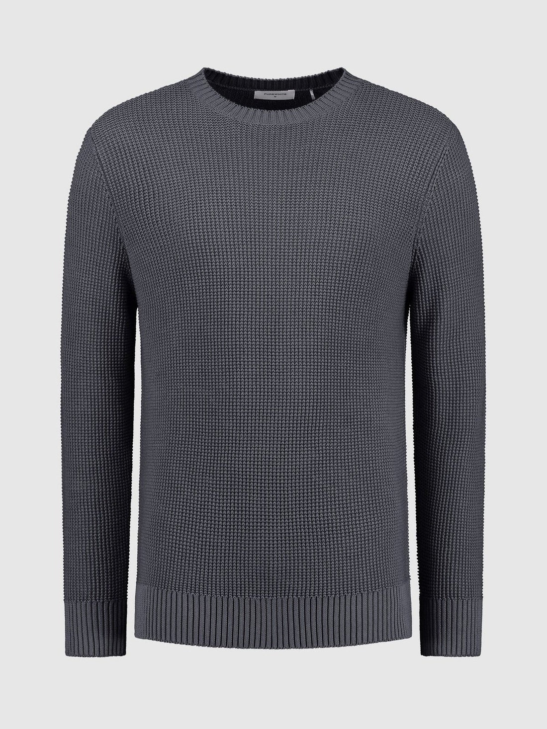 Structured crewneck knit - blue grey
