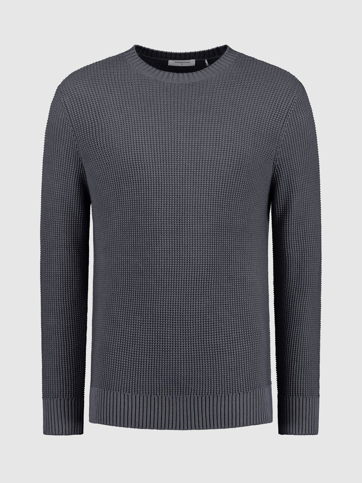 Structured crewneck knit - blue grey
