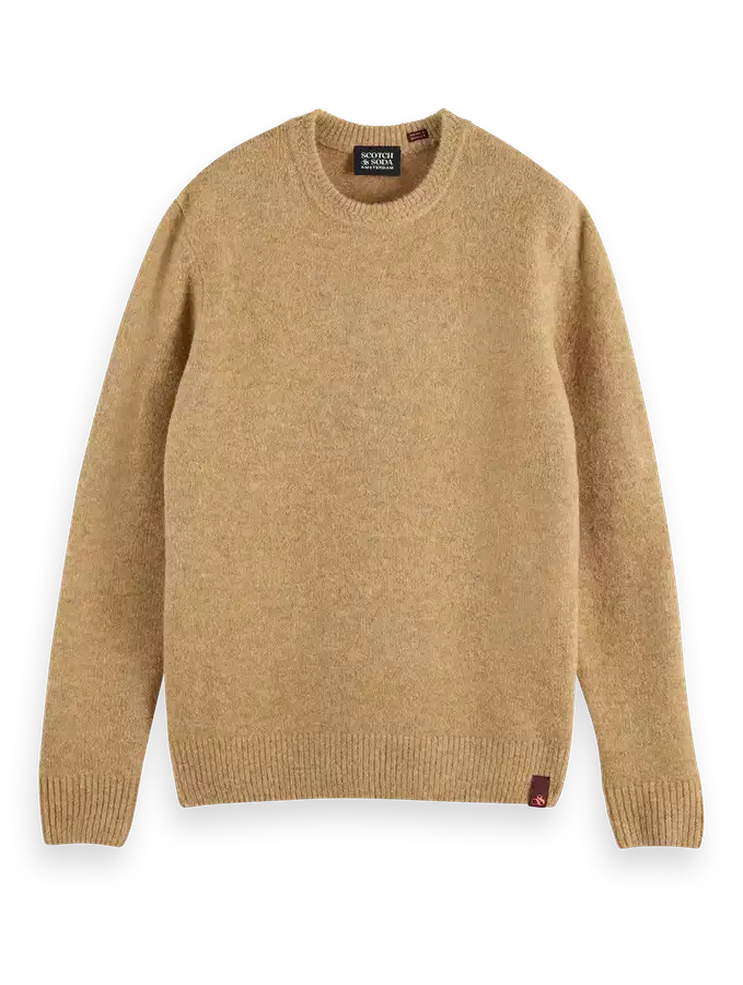 Soft knit melange crewneck pull - Sand Melange