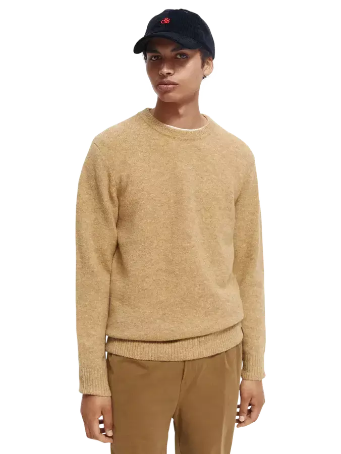 Soft knit melange crewneck pull - Sand Melange