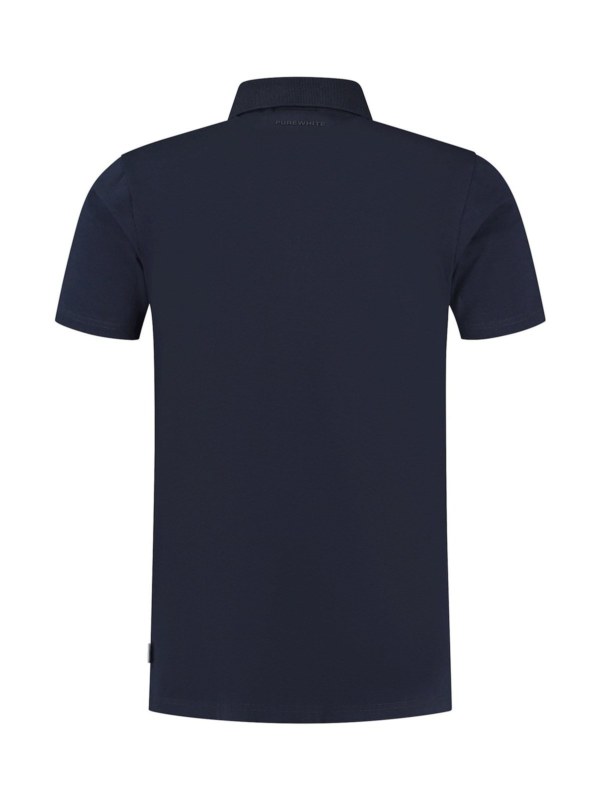 Polo with button placket and small print on chest navy