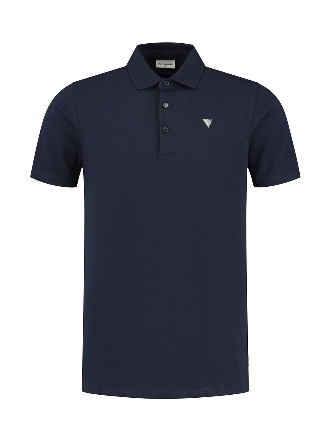 Polo with button placket and small print on chest navy