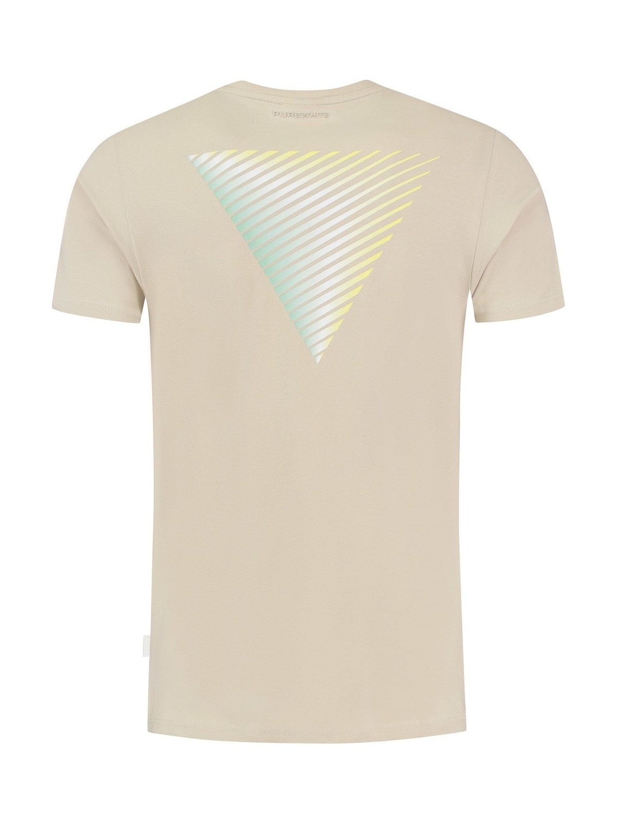 Tshirt with small logo on chest and triangle gradient print at back