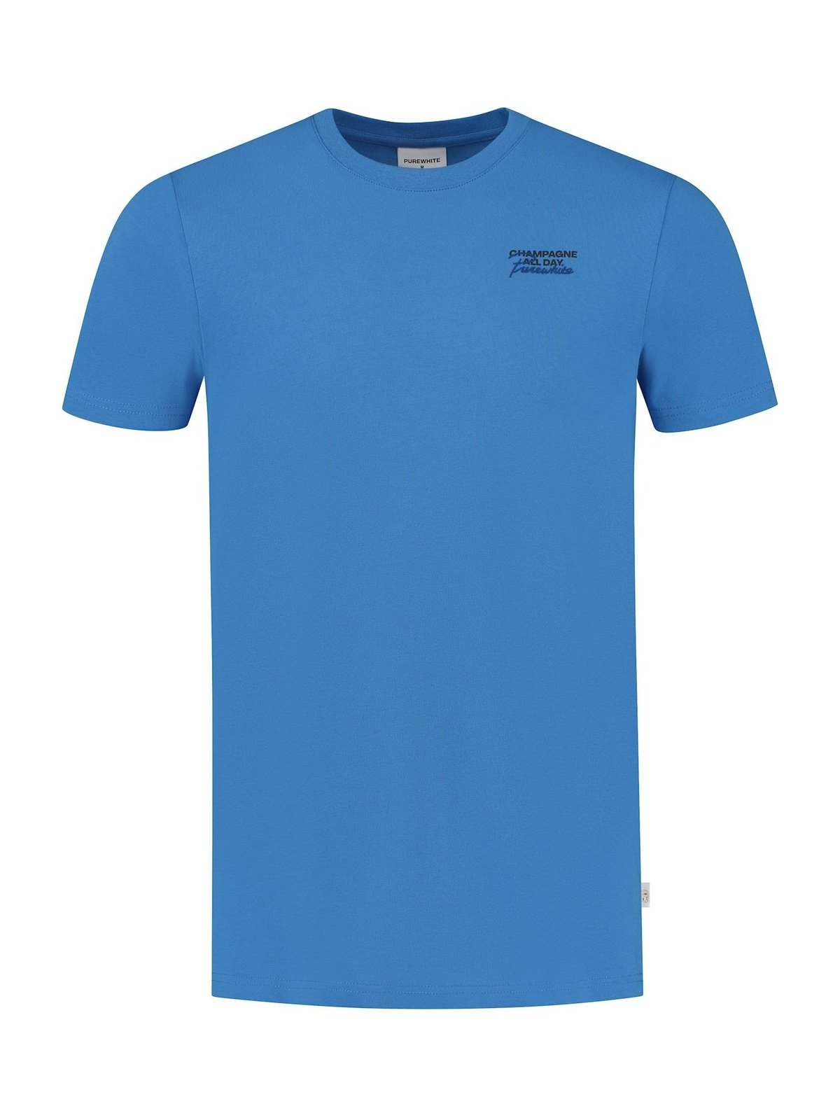 Tshirt with small print on chest Mid Blue