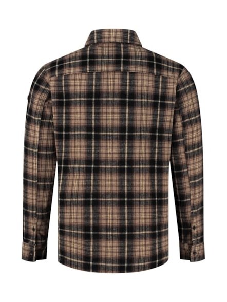 Wool look check over shirt 000049 - Brown