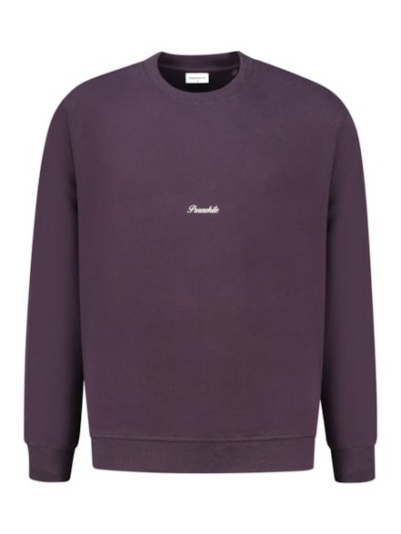 Crewneck with front print and back artwork 000026 - Aubergine