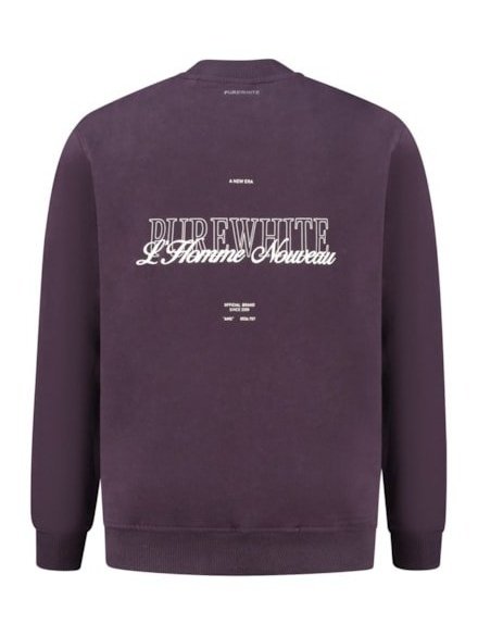 Crewneck with front print and back artwork 000026 - Aubergine