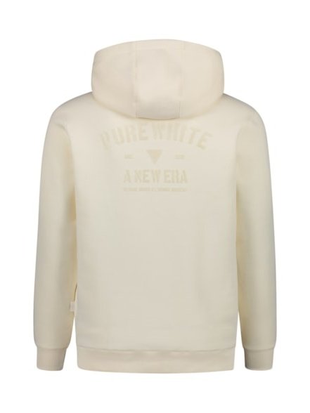 Hoodie with flock print 000054 - Ecru