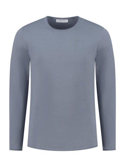 Garment dye knit with round neck 000035 - Blue
