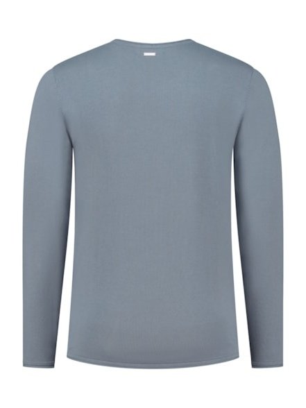 Garment dye knit with round neck 000035 - Blue