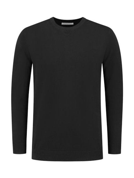 Knitted crewneck with flockprint at the back 000002 - Black