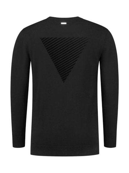 Knitted crewneck with flockprint at the back 000002 - Black