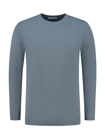 Knitted crewneck with flockprint at the back 000035 - Blue