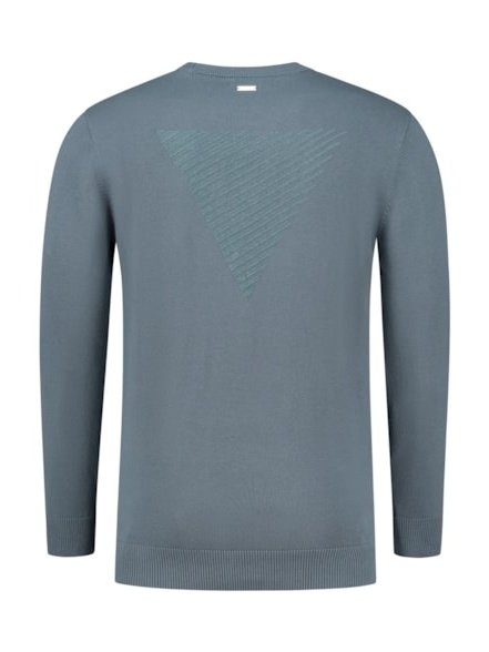 Knitted crewneck with flockprint at the back 000035 - Blue