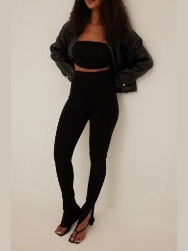 side slit jersey pants