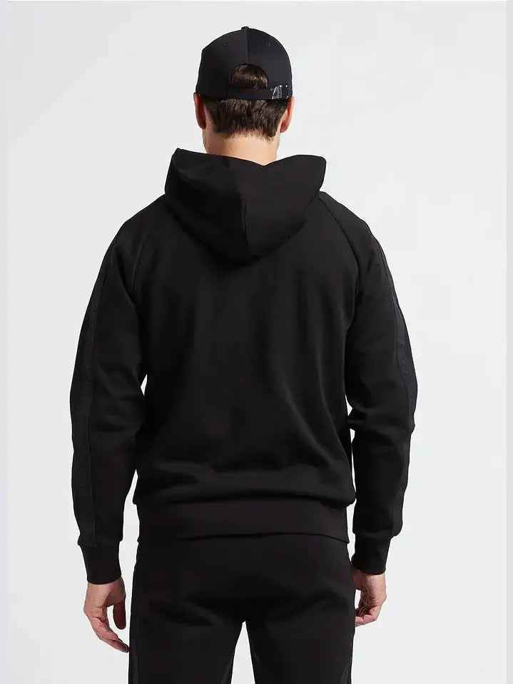 Sweater van katoenmix met capuchon - Black
