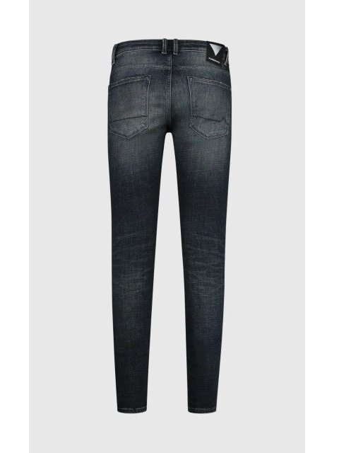 Skinny fit jeans with all-over damgaing spots in denim dark