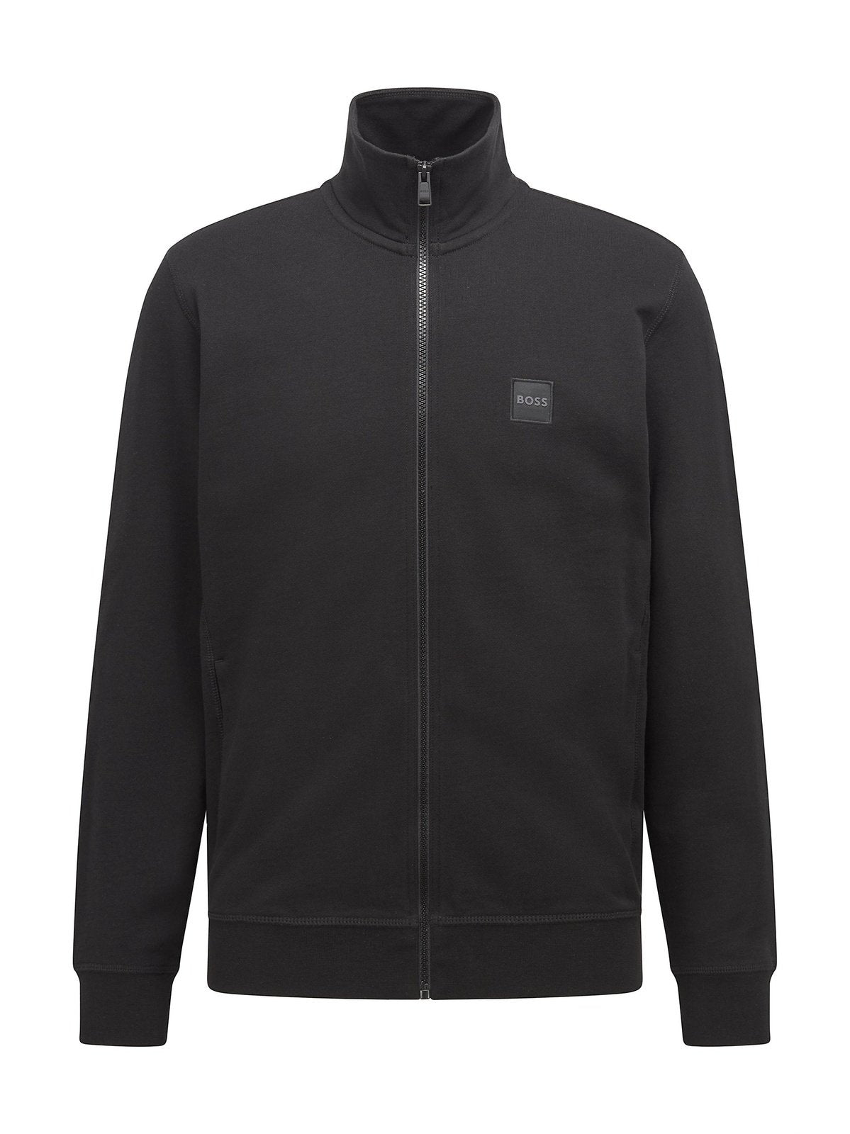 Relaxed fit jack van sweatstof met logopatch - zwart