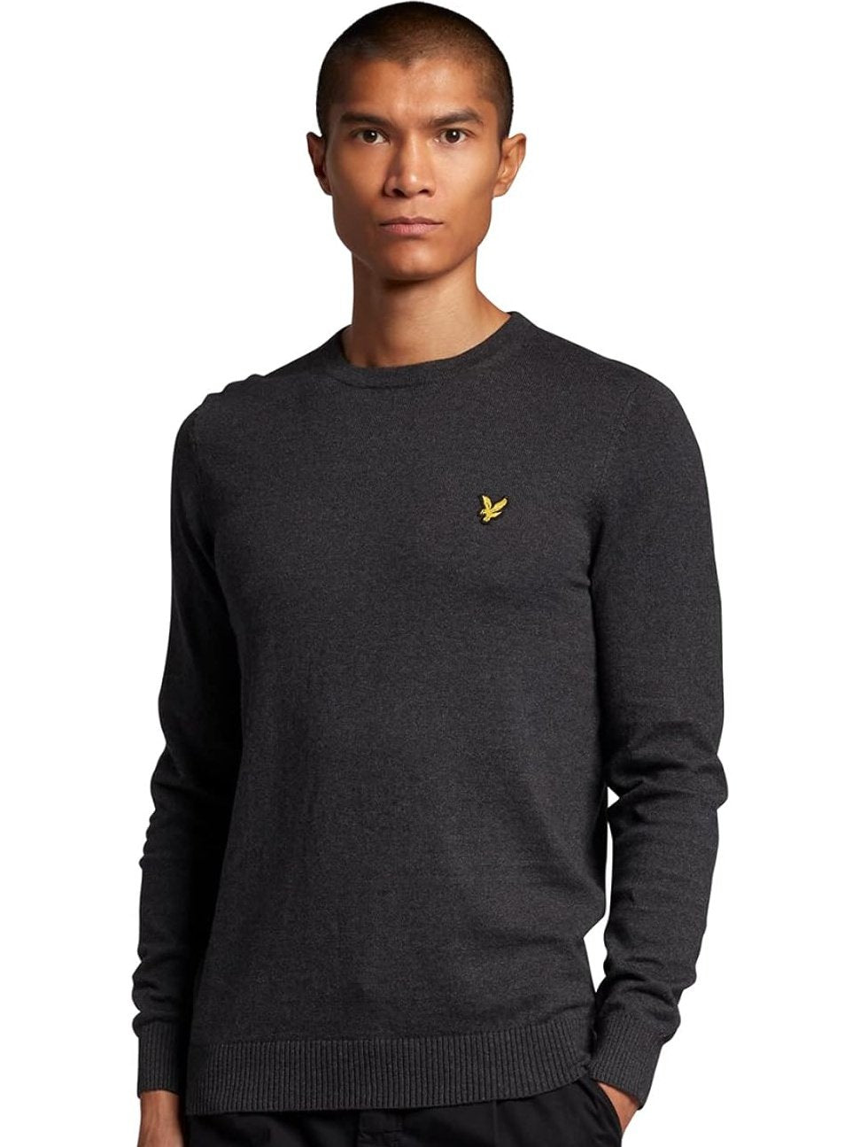 Crew Neck Lambswool Blend Jumper Charcoal Marl (398)