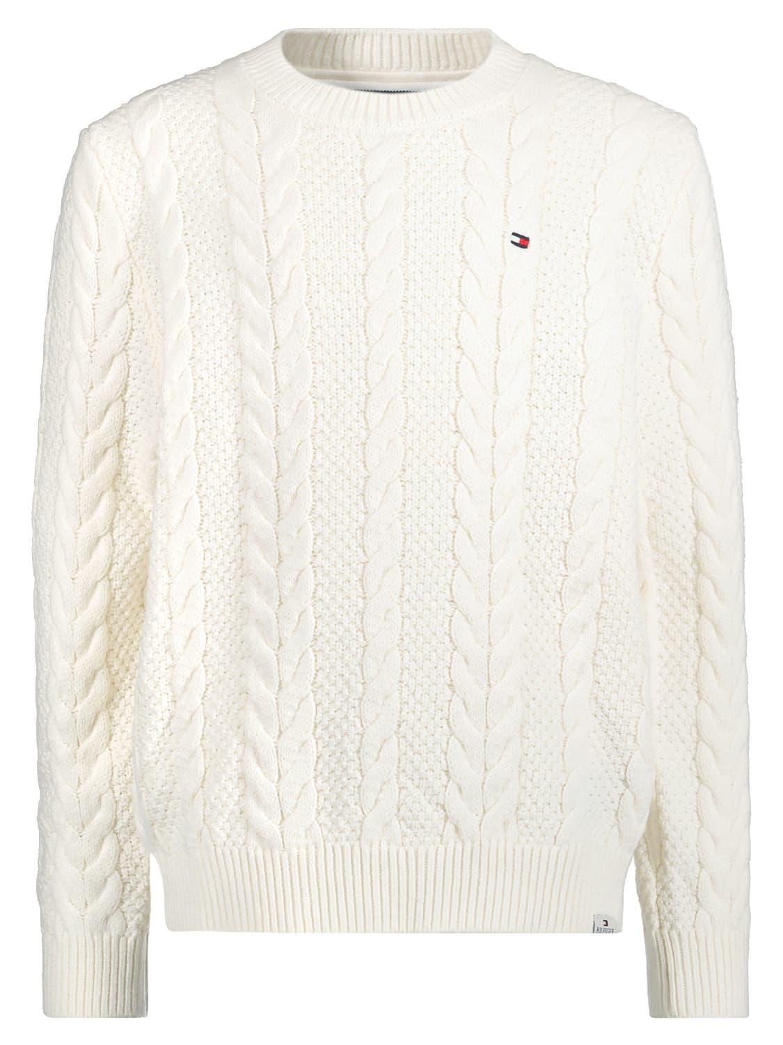 TJM regular cable sweater - white