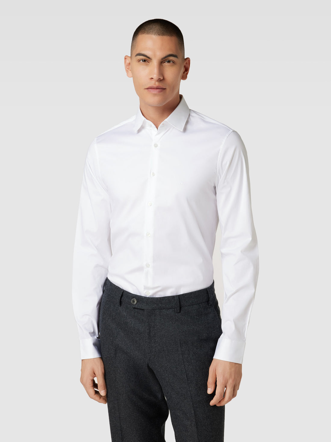 Poplin Stretch Slim overhemd - White