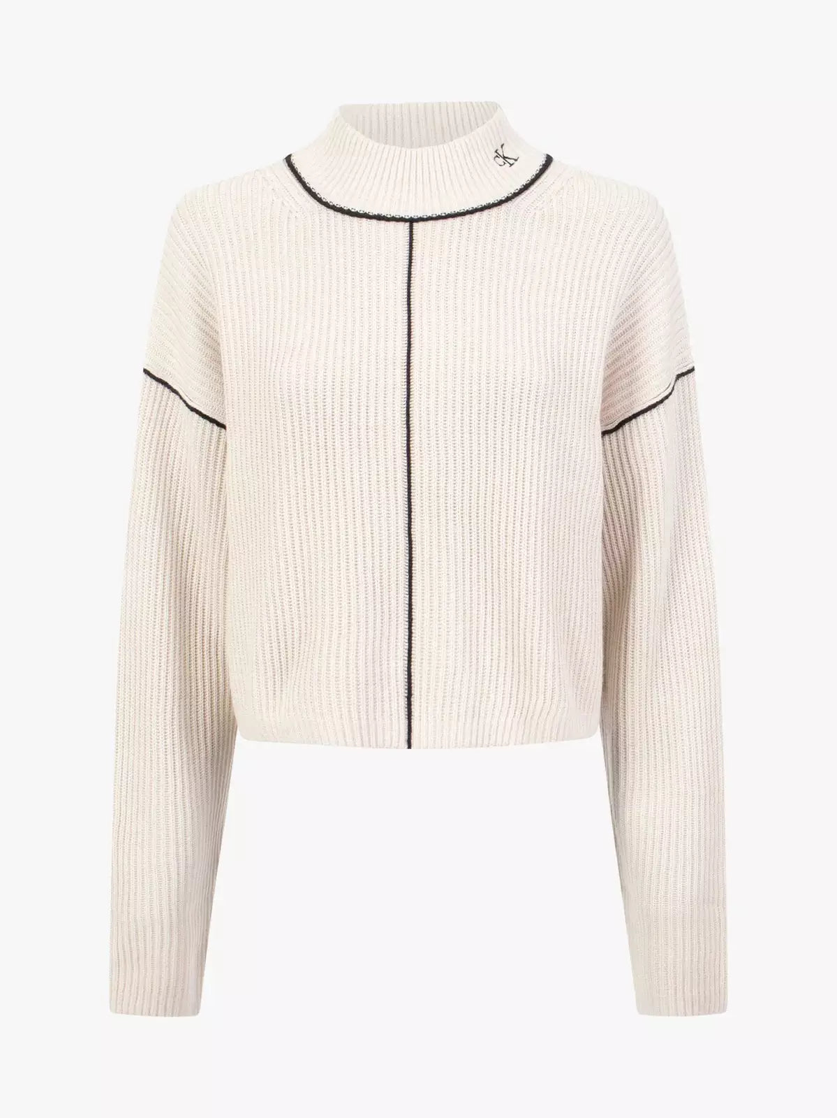 Contrast seaming sweater - Eggshell