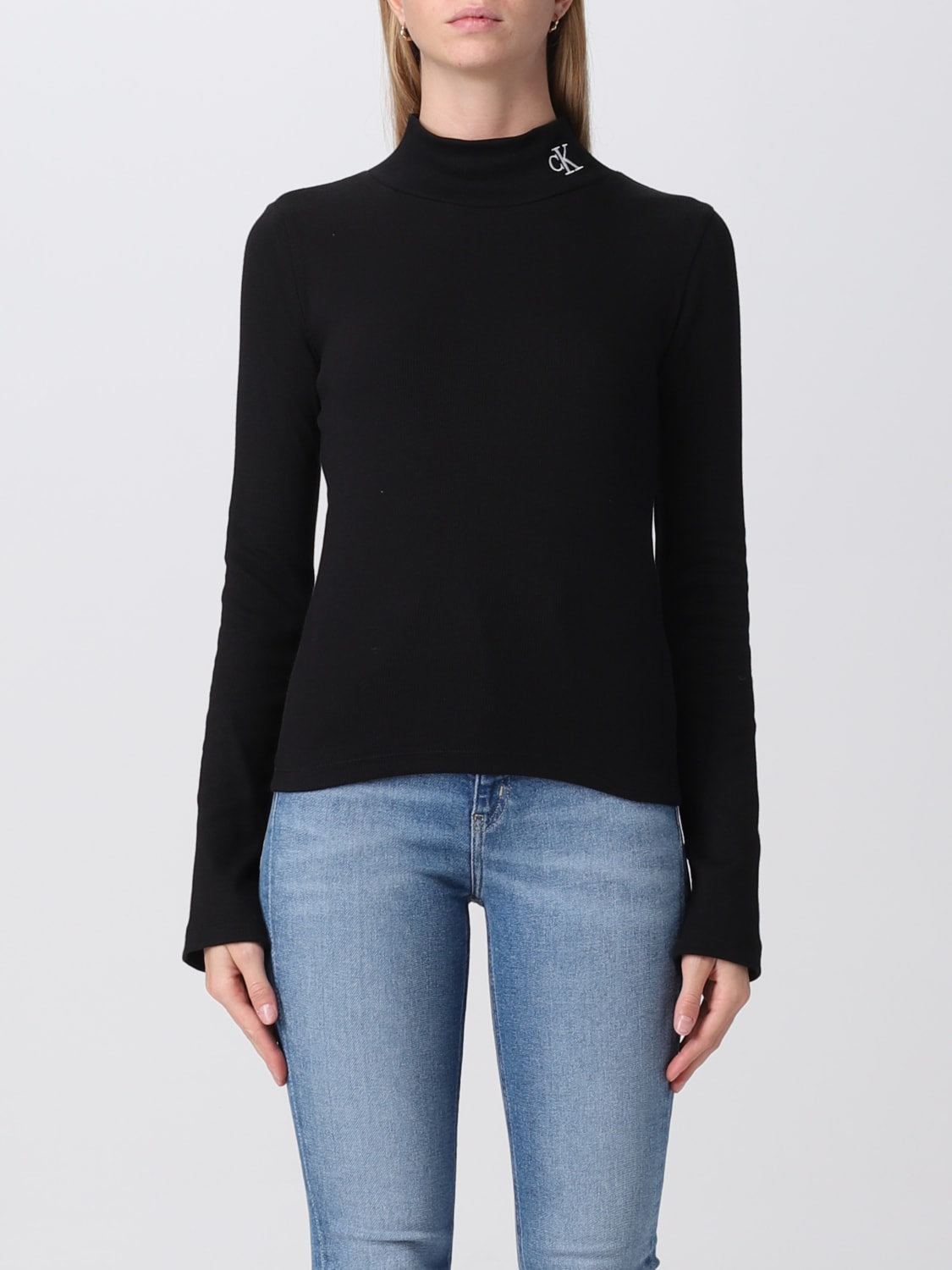 Rib mock neck sweater - ck black