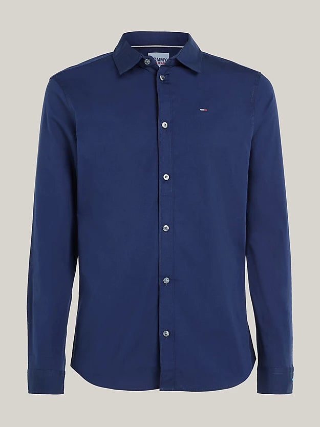 Slim fit stretch overhemd - Black iris