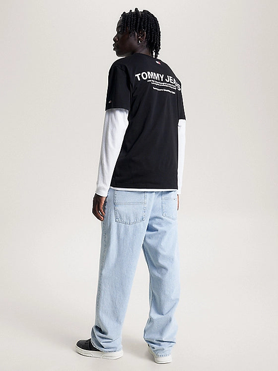TJM CLSC LINEAR BACK PRINT TEE BLACK