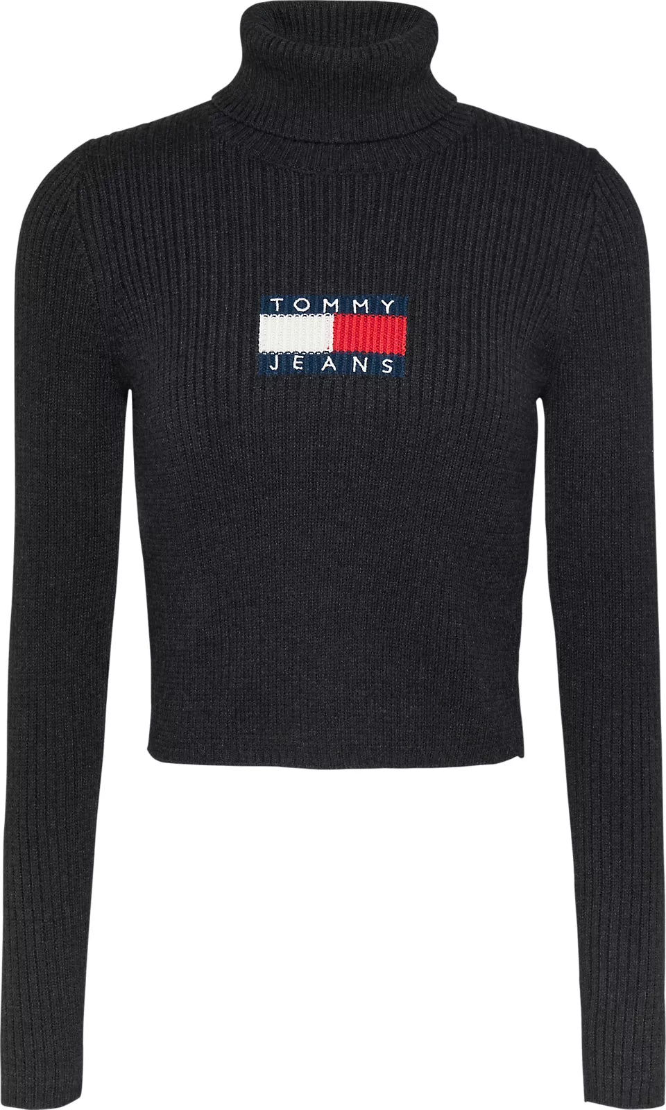 TJW MELANGE TRTLNCK FLAG SWEATER BLACK MELANGE