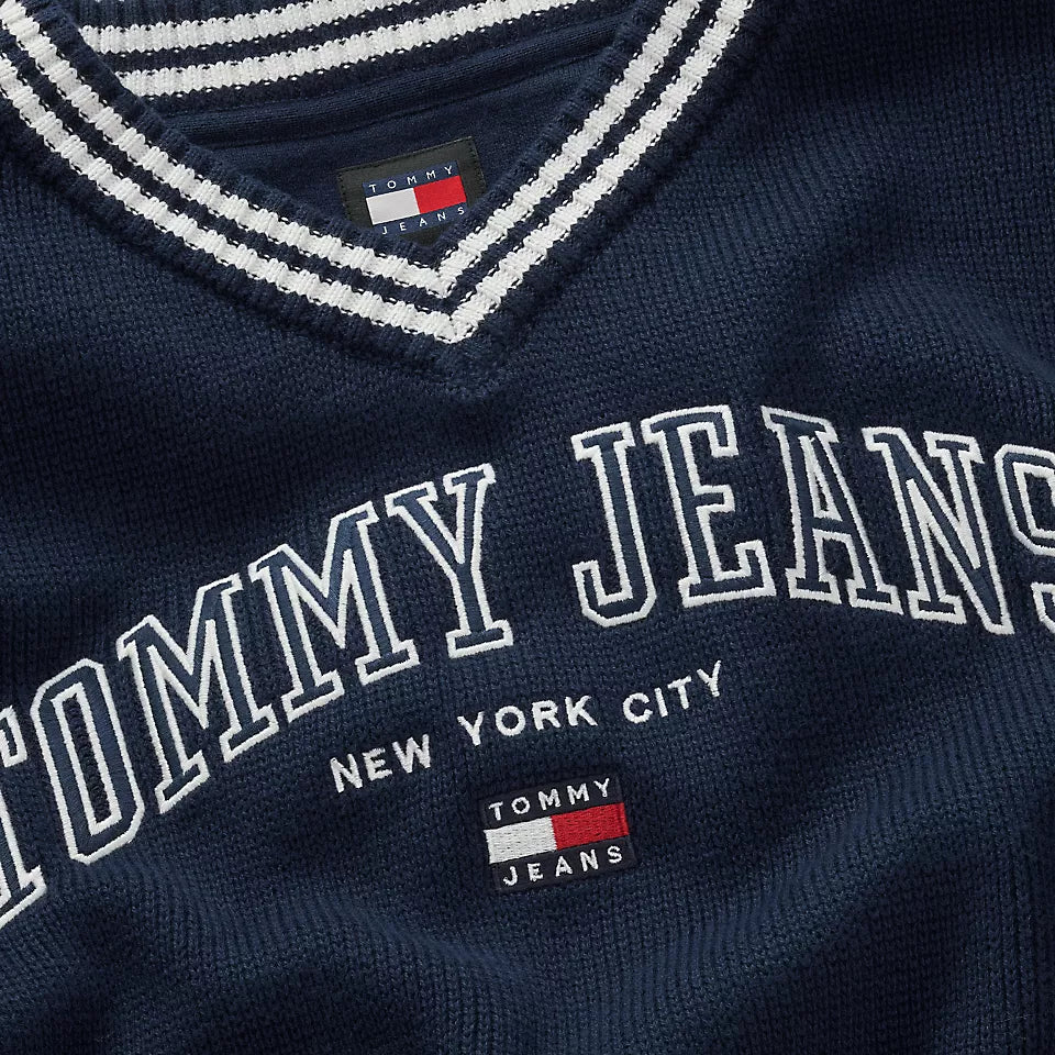 TJW CRP VARSITY V-NECK SWEATER DARK NIGHT NAVY
