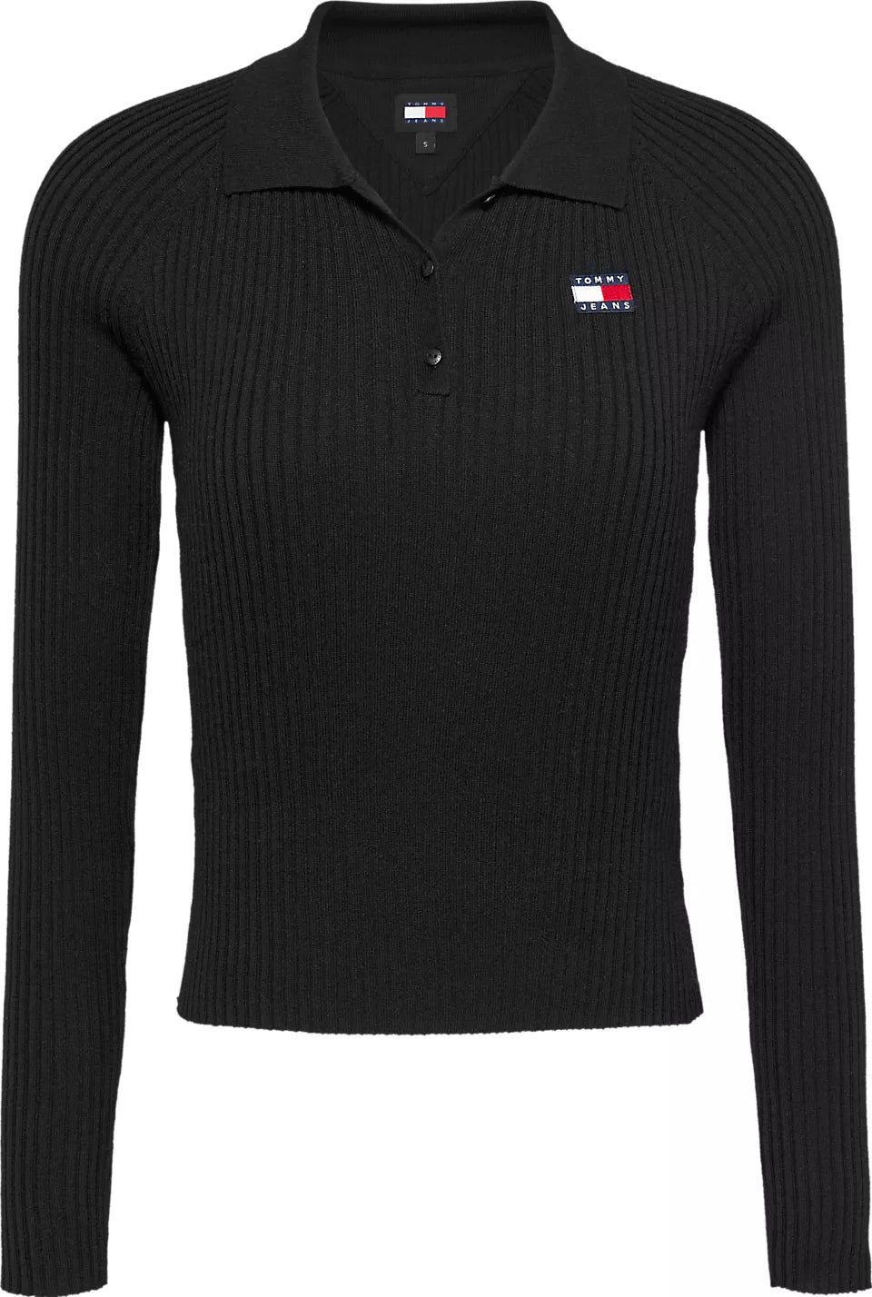 TJW COLLAR BADGE RIB SWEATER BLACK