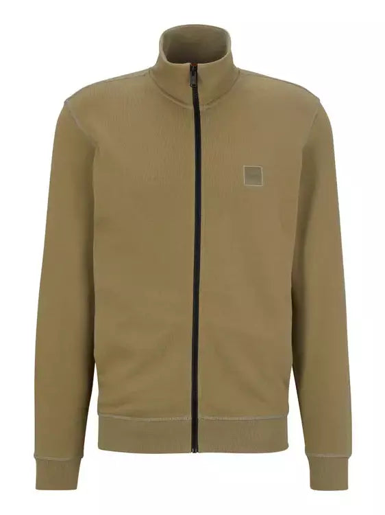 Relaxed fit jack van sweatstof met logopatch - donkergroen