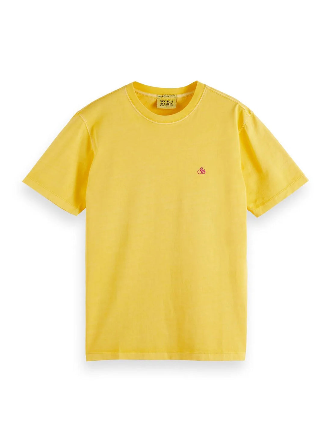 Garment dye logo embroidery tee Bright Yellow