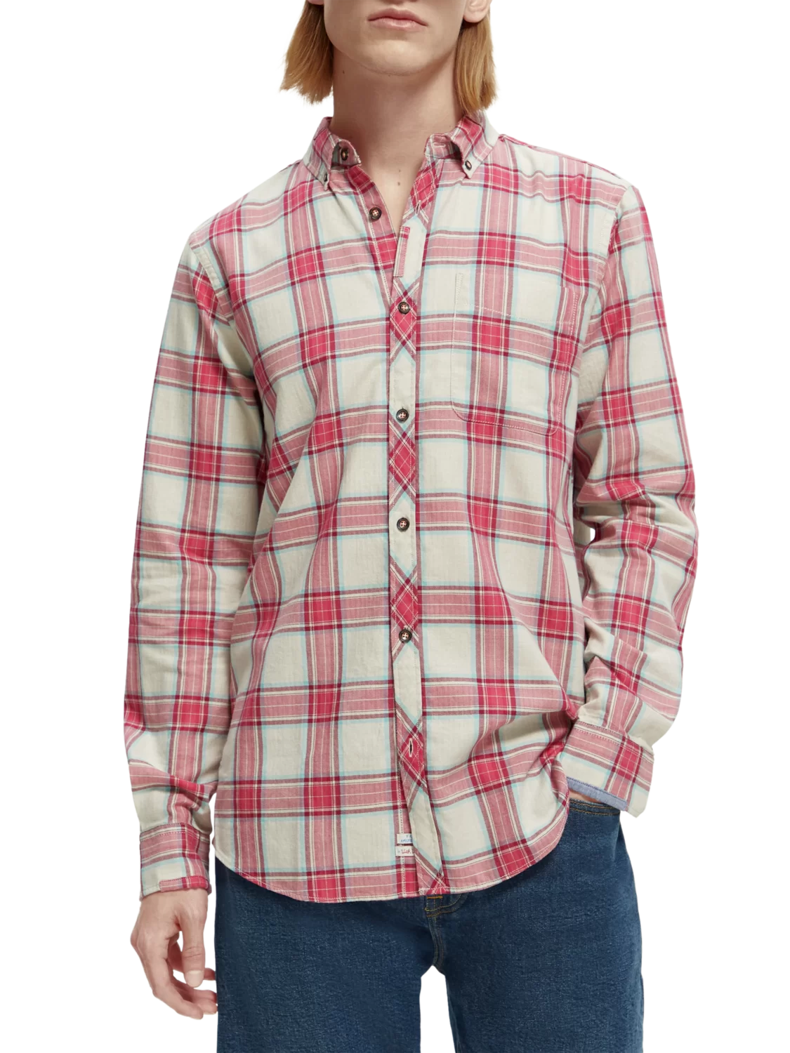 Regular-Fit checked lightweight voile overhemd