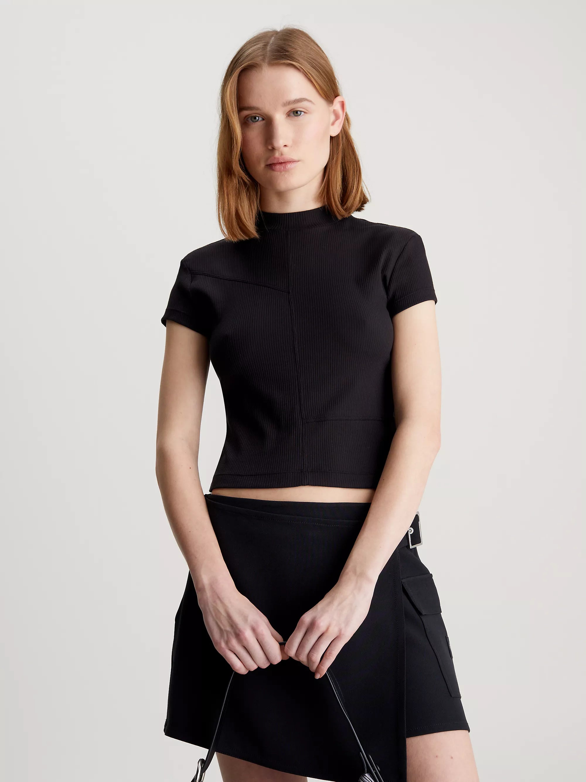 SEAMING RIB SLIM TEE, BEH