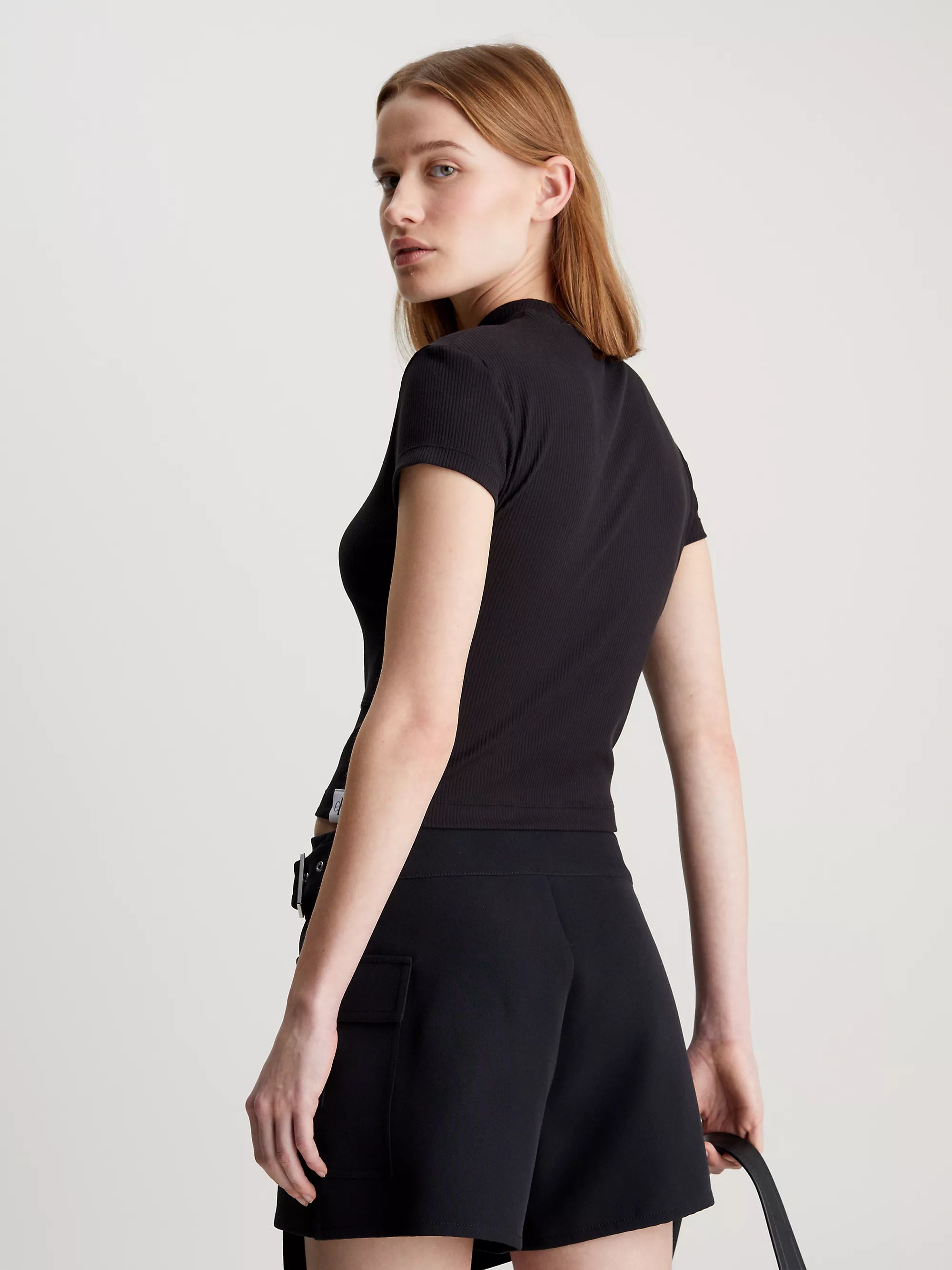 SEAMING RIB SLIM TEE, BEH