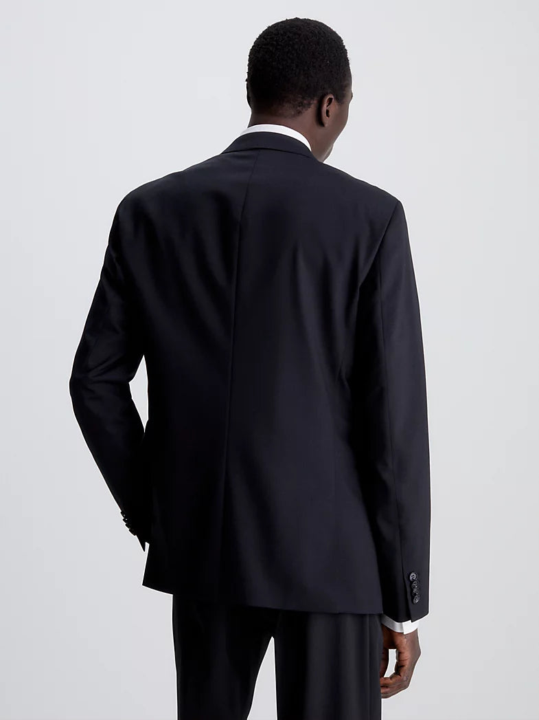 Slim Single-Breasted Wol Stretch Blazer - Black