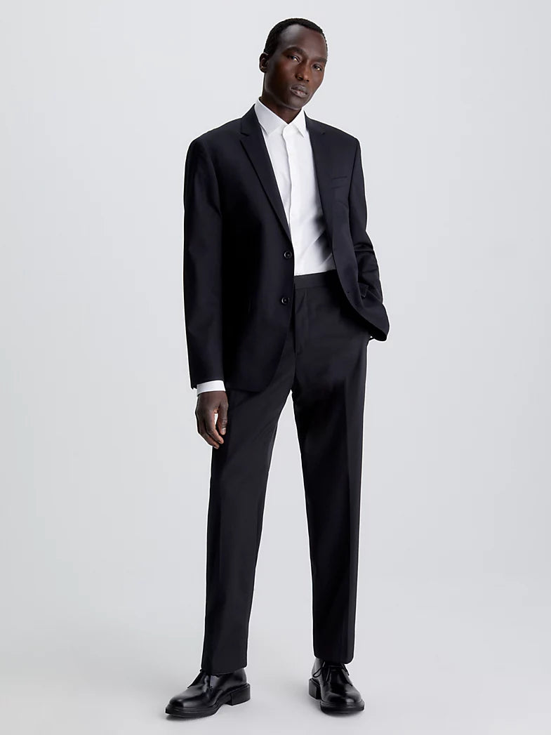 Slim Single-Breasted Wol Stretch Blazer - Black