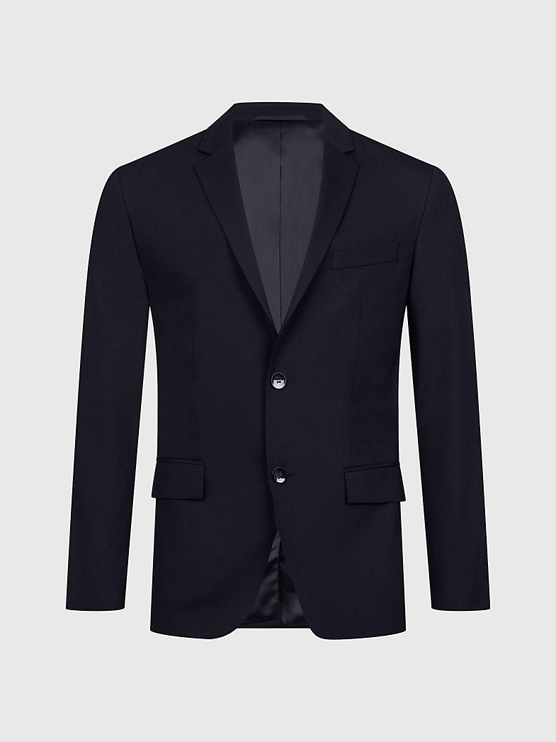 Slim Single-Breasted Wol Stretch Blazer - Black