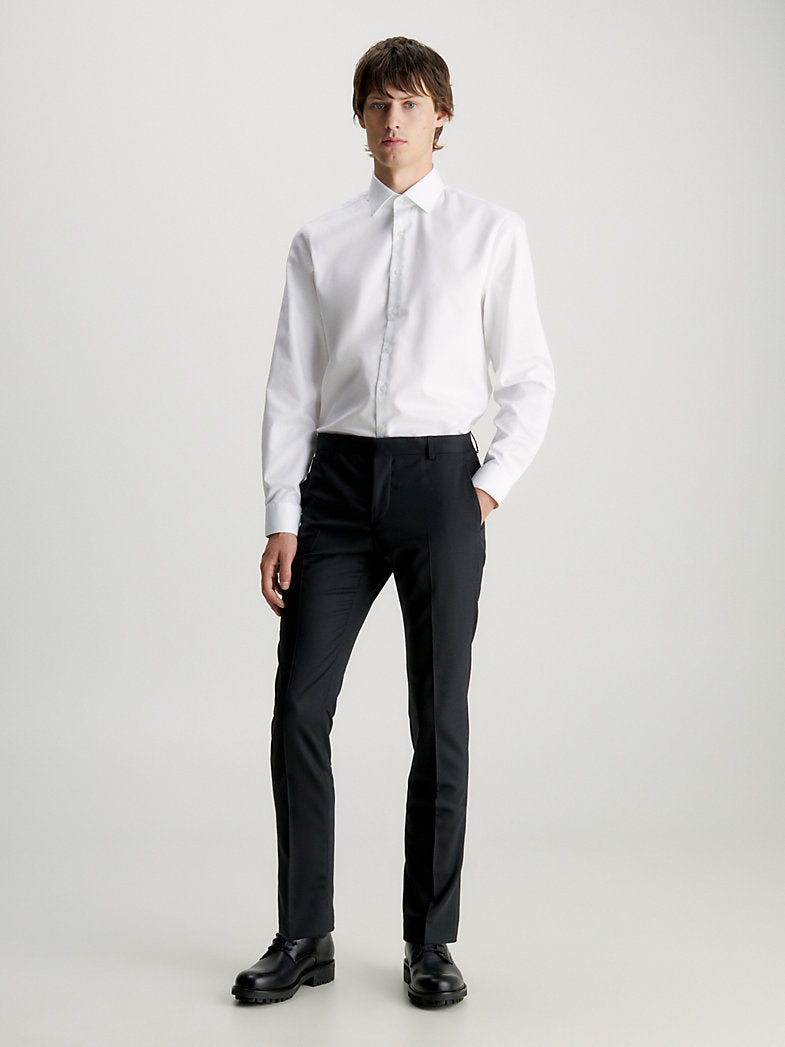 Slim Wollen Stretch Pantalon - Black
