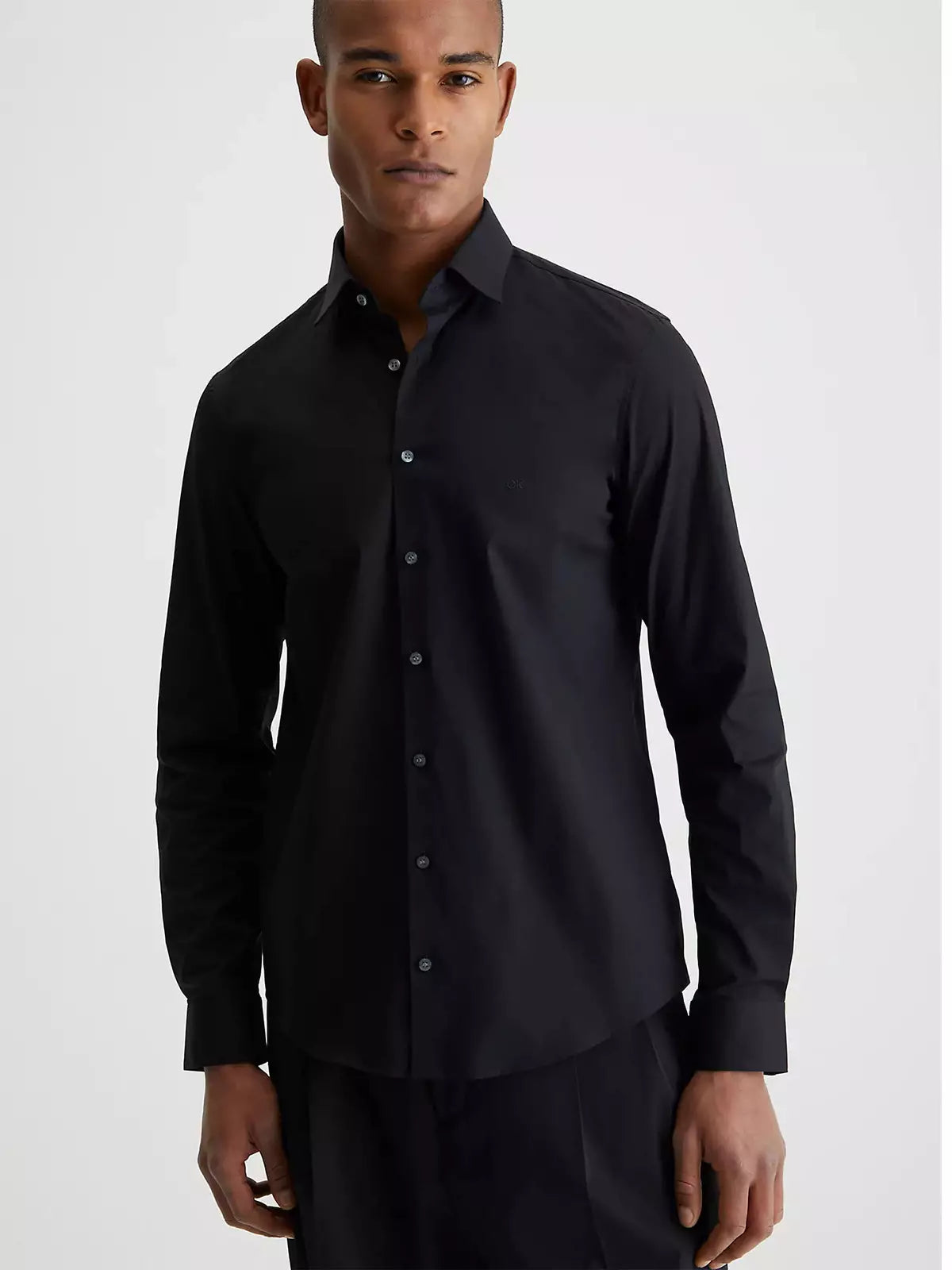 Poplin stretch slim overhemd - Black