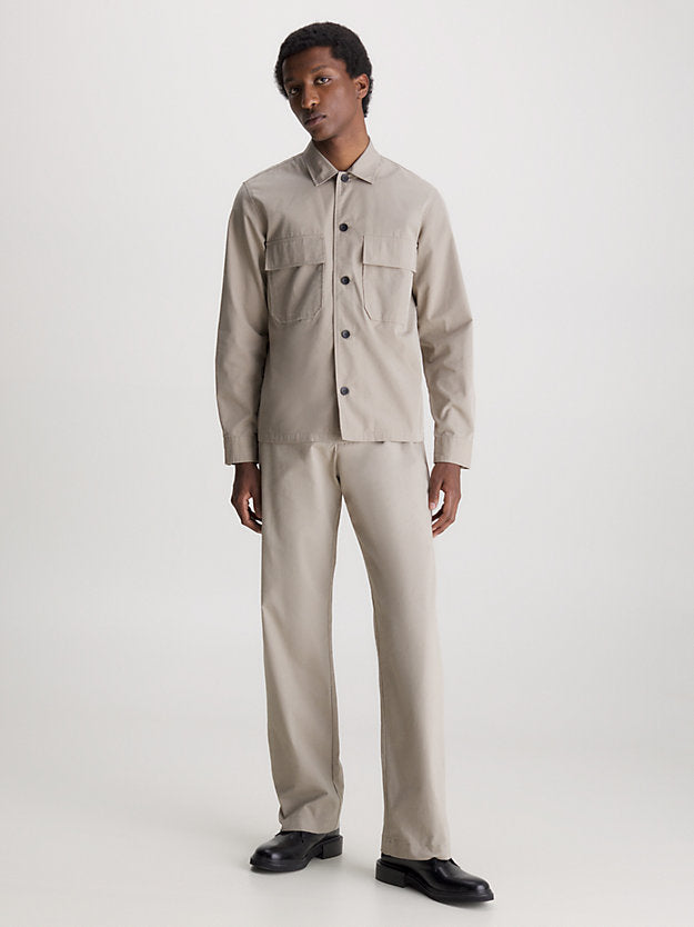 Cotton nylon overshirt - Fresh clay