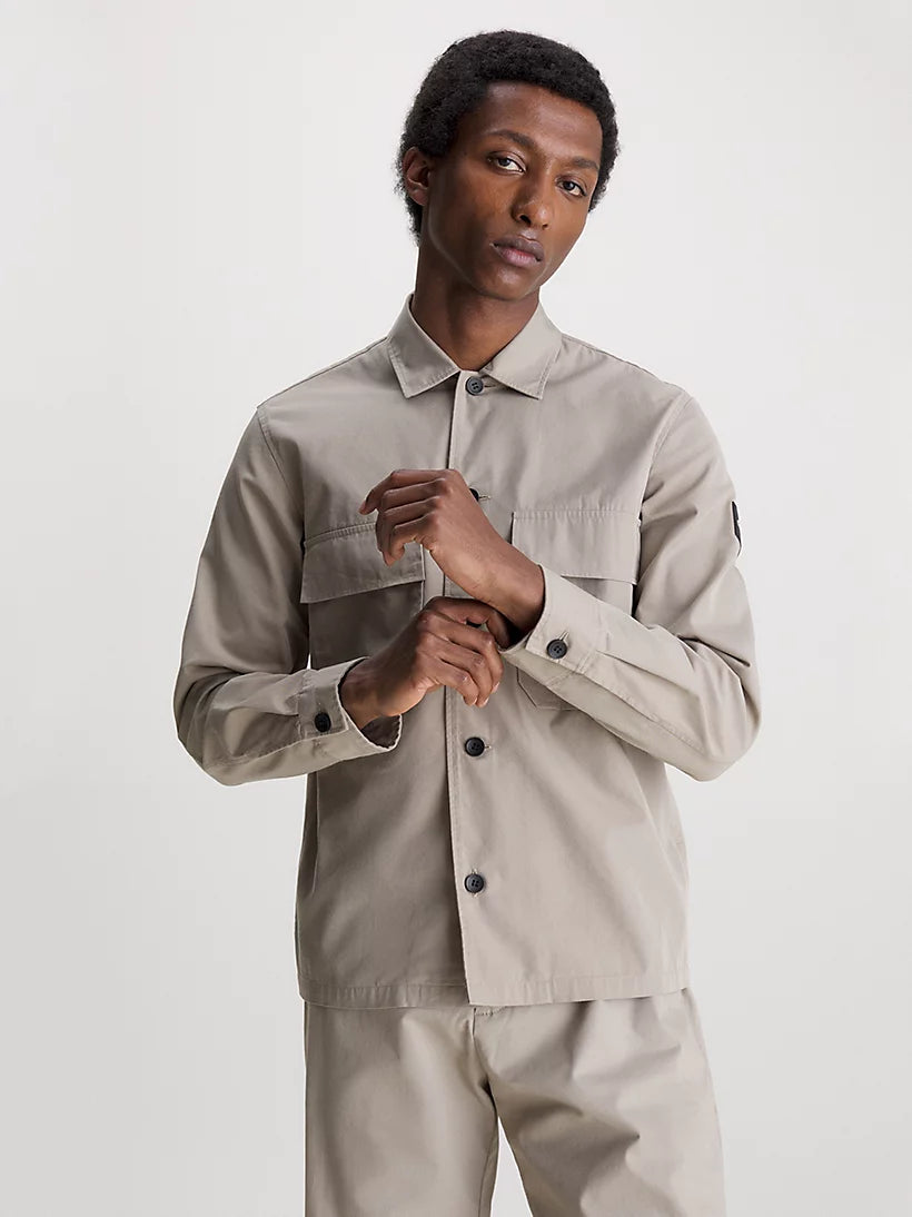 Cotton nylon overshirt - Fresh clay
