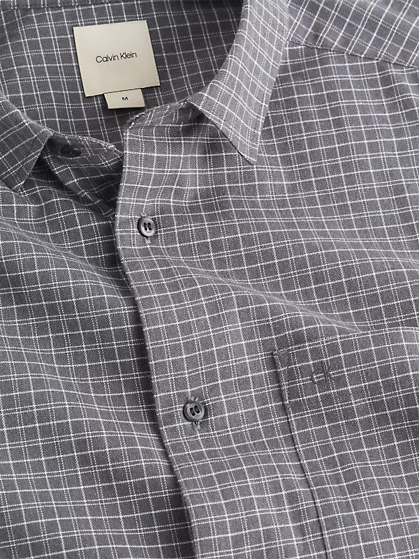 SOFT TWILL MINI CHECK SHIRT DARK GREY HEATHER
