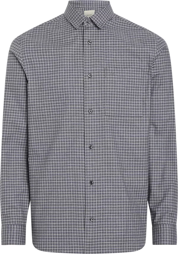 SOFT TWILL MINI CHECK SHIRT DARK GREY HEATHER